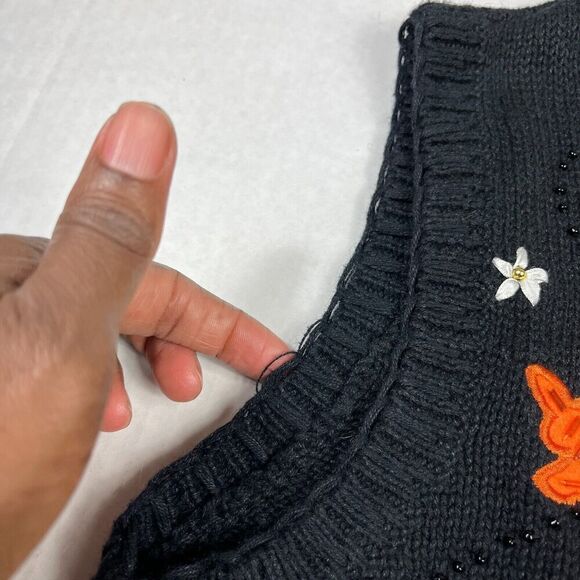 Basic Editions Embroidered Sweater Vest Fall Leaf Grandmacore Cozy Knit SMALL - Picture 12 of 12